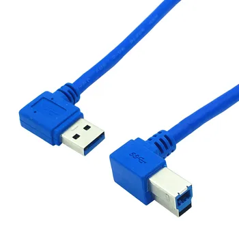 1Ft USB 3.0 a plug de sex masculin de 90 de grade la stânga unghi la USB 3.0 B masculin stânga unghi de Cablu