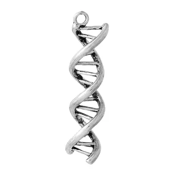 DoreenBeads Farmec Pandantive ADN Gena Helix Culoare Argintie 40mm(1 5/8