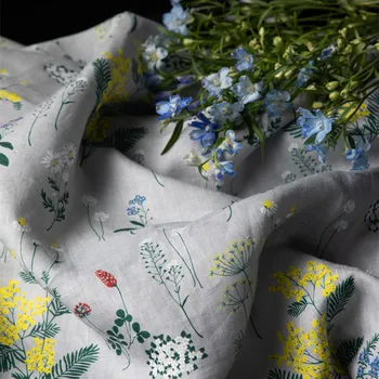 De înaltă calitate tesatura lenjerie pure High end digital printing tissus de Moda rochie de personalizare mozaic
