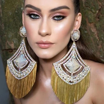 Yulaili 2019 Mai Nou Moda Cercei European De Design De Lux Cristal Imitație Perla Mare Legăna Cercei Ciucure Pentru Femei Cadouri