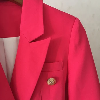 De ÎNALTĂ CALITATE Nou și Elegant 2020 Designer Blazer Jacheta Femei Leu Butoane Duble Pieptul Blazer Îmbrăcăminte exterioară dimensiuni S-XXL Rose Red