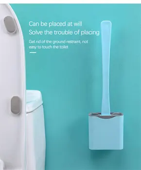 1 buc Montat pe Perete Perie Wc cu Cap Plat Peri Moi din Silicon Flex Perie Wc Cu Suport Toaletă Perie de Curățare Set Dropship