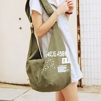 Noi Femeile Stil coreean Scrisoare de Imprimare Simplu Crossbody Sac de Moda de petrecere a timpului Liber Elev de Umăr Panza Messenger Bag X40Y
