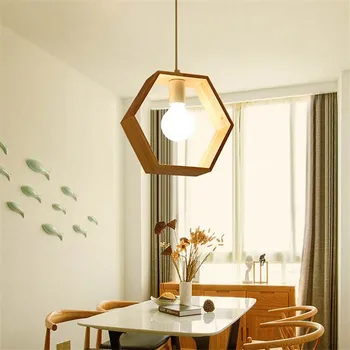 Steaua vrea Nordic geometrice din lemn pandantiv lampă titularului de design din lemn masiv, Bucatarie sala de mese creative partenerului lumina