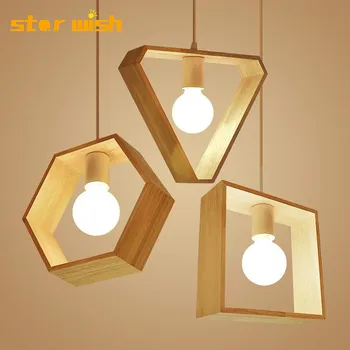 Steaua vrea Nordic geometrice din lemn pandantiv lampă titularului de design din lemn masiv, Bucatarie sala de mese creative partenerului lumina