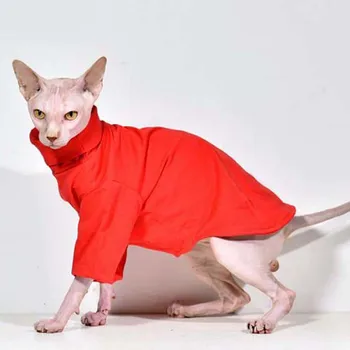 Sfinxul Pisica Haine de Iarna Gros de Bumbac T-Shirt Dublu-Strat de Companie Haine Pulover Pisoi Tricouri cu Mâneci Mare Pisica fara par