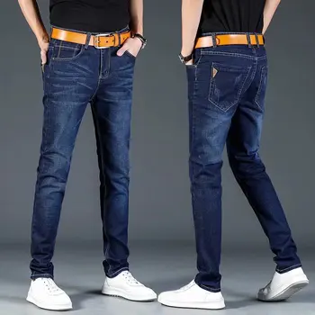 New Sosire Primăvară Bărbați Stil Boutique Blugi Denim Casual Business de Înaltă Calitate, Solid Slim Barbati Pantaloni Pantaloni Plus Dimensiune 28-38